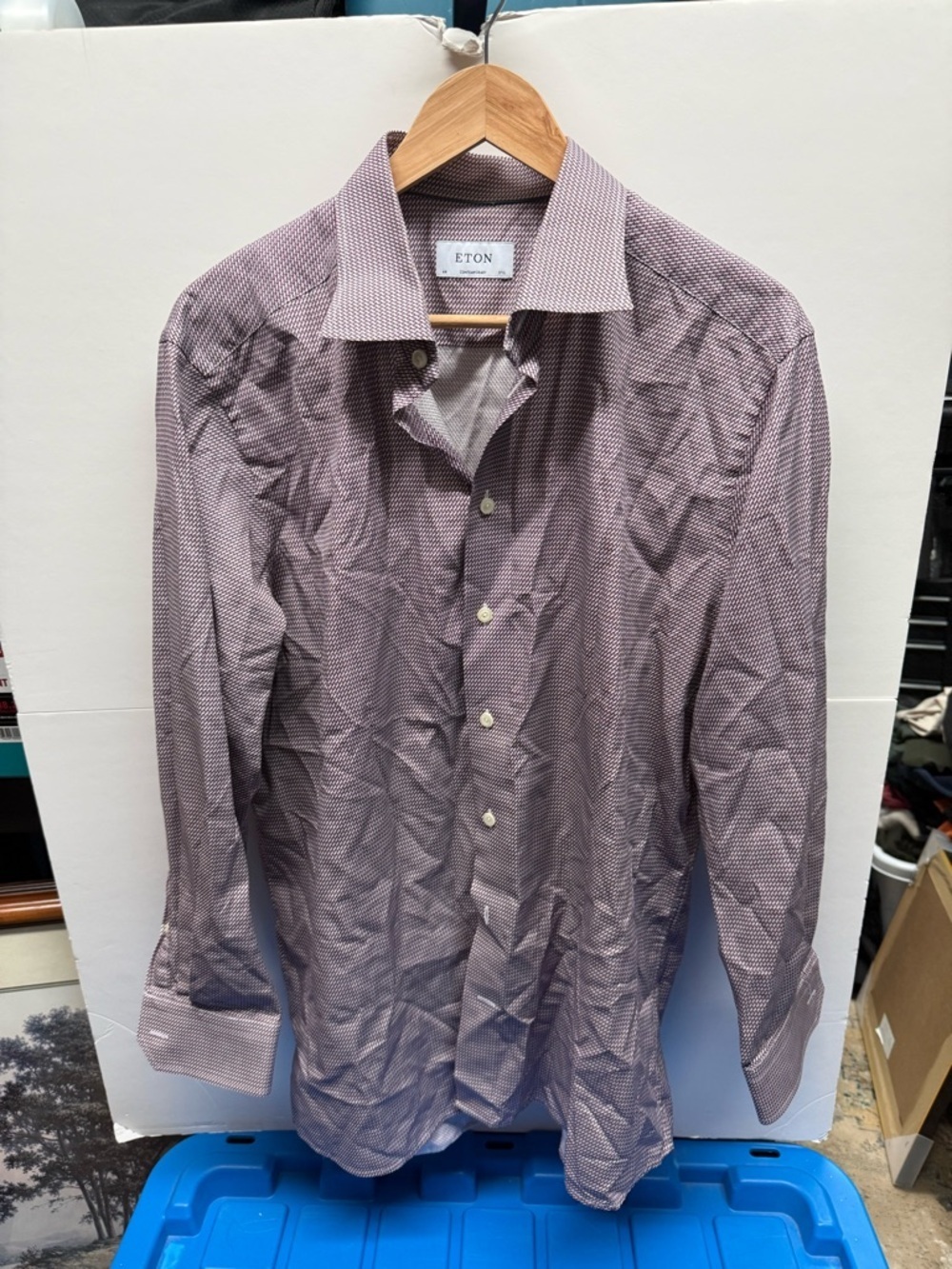 Eton Men's Purple Micro-Check Dress Shirt